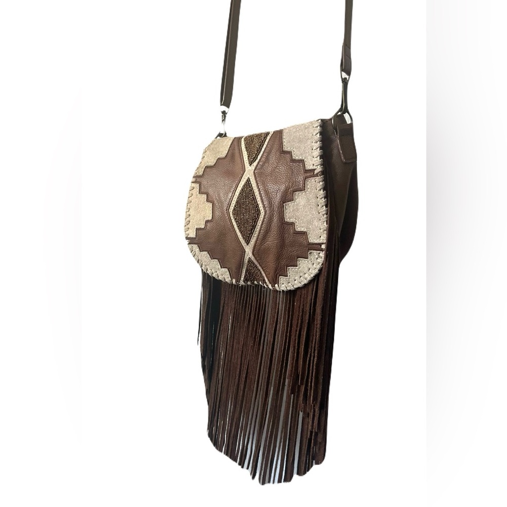 Idllylwind Brown Fringe Leather Crossbody Bag